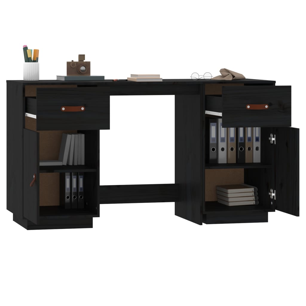 Bureau met kastjes 135x50x75 cm massief grenenhout