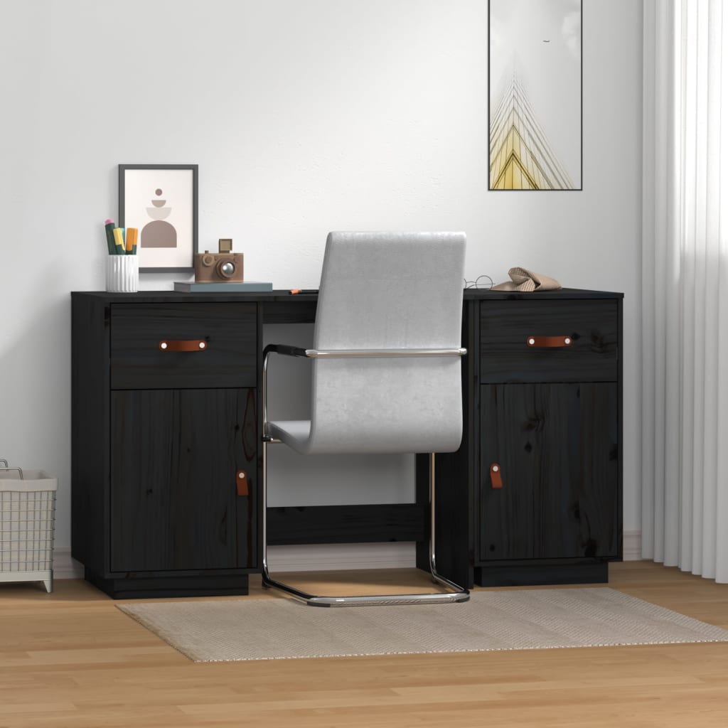 Bureau met kastjes 135x50x75 cm massief grenenhout