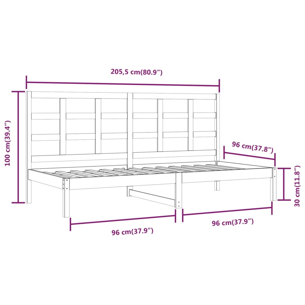 Slaapbank 80x200 cm massief grenenhout wit