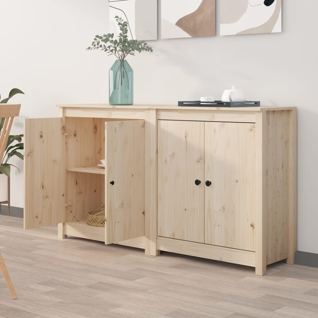 Buffets 2 pcs 70x35x80 cm en bois de pin massif