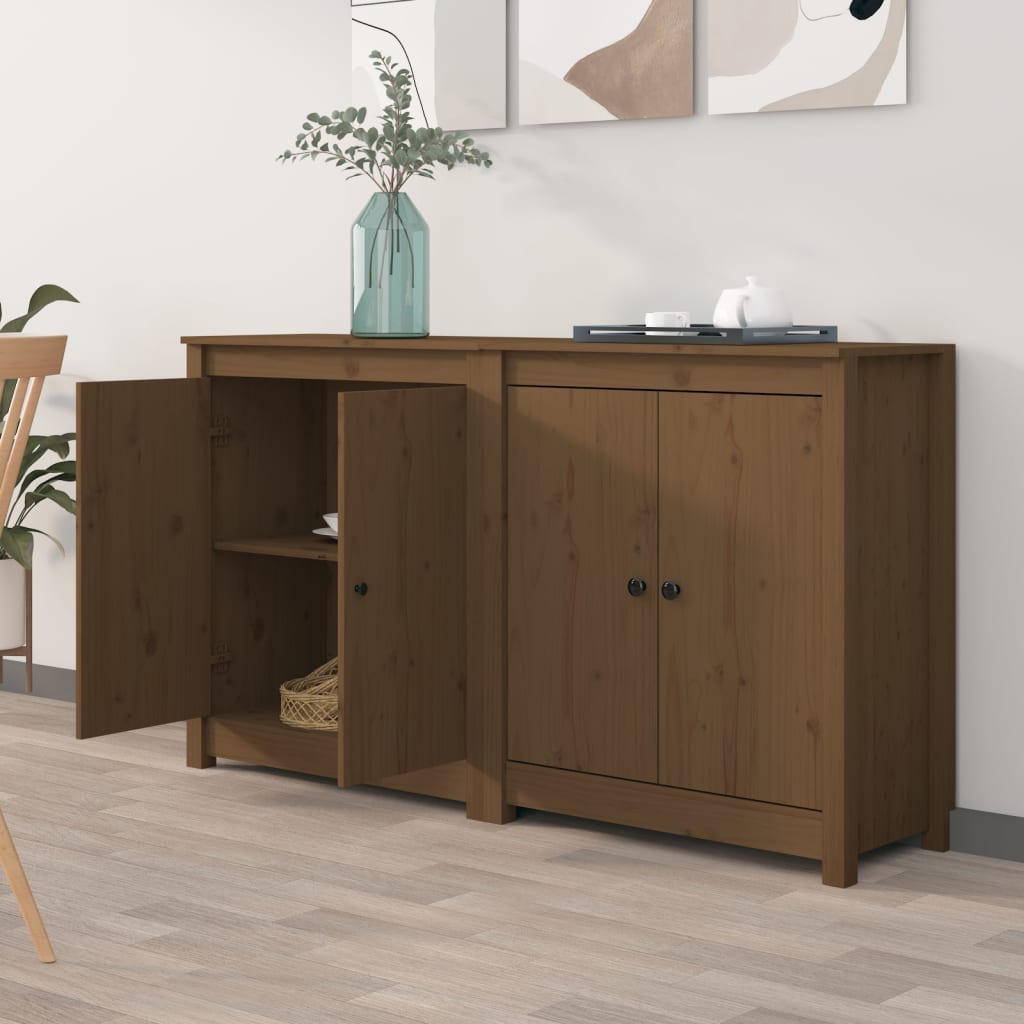 Buffets 2 pcs 70x35x80 cm en bois de pin massif