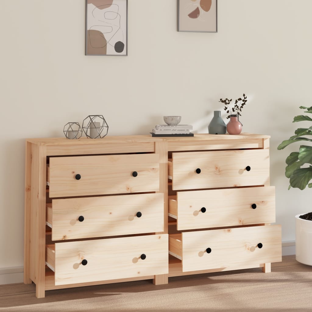 Buffet 140x35x80 cm en bois de pin massif