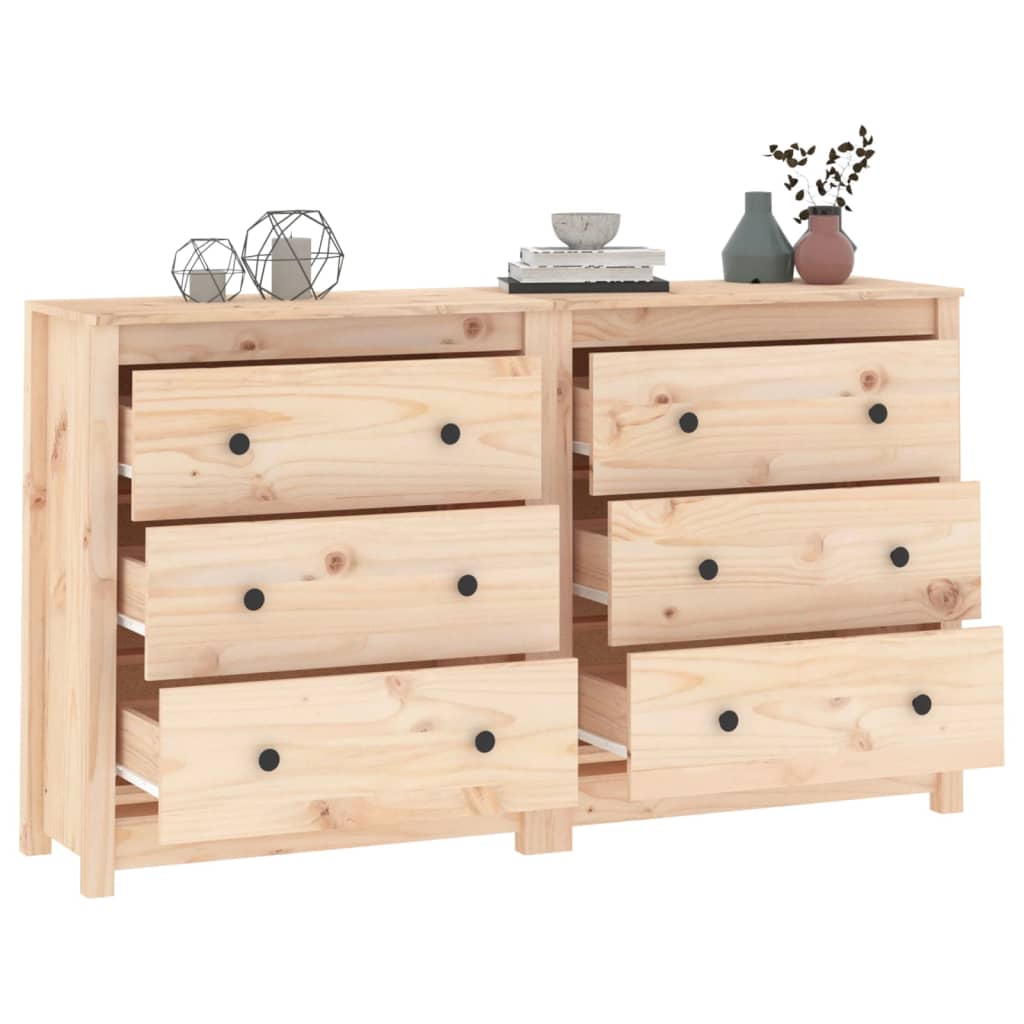 Buffet 140x35x80 cm en bois de pin massif