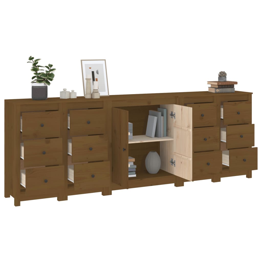 Buffet 230x35x80 cm en bois de pin massif