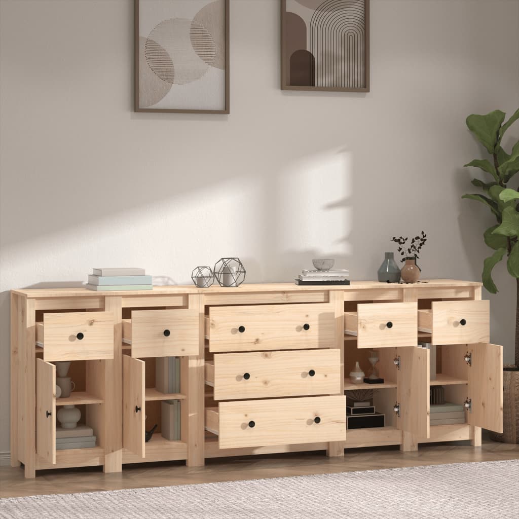 Buffet 230x35x80 cm en bois de pin massif