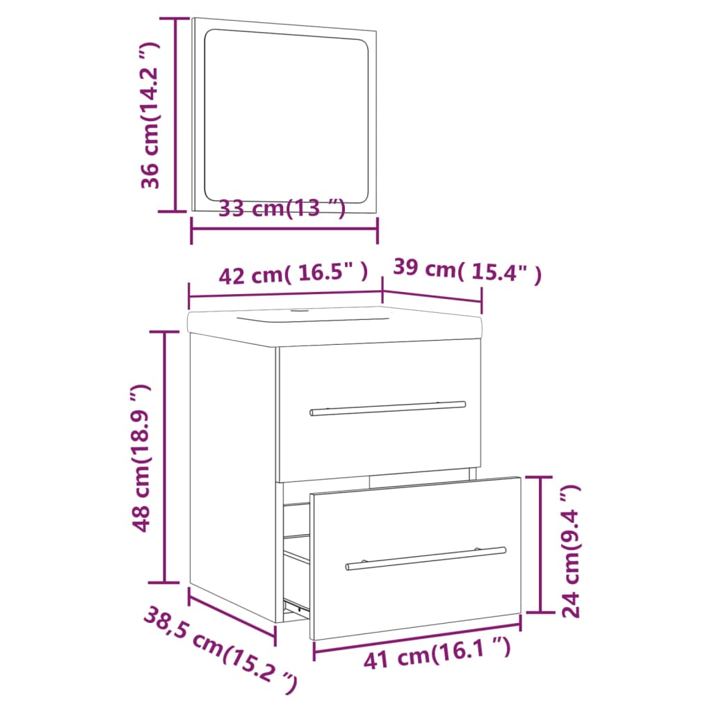 Meuble vasque avec évier intégré, fabriqué en bois