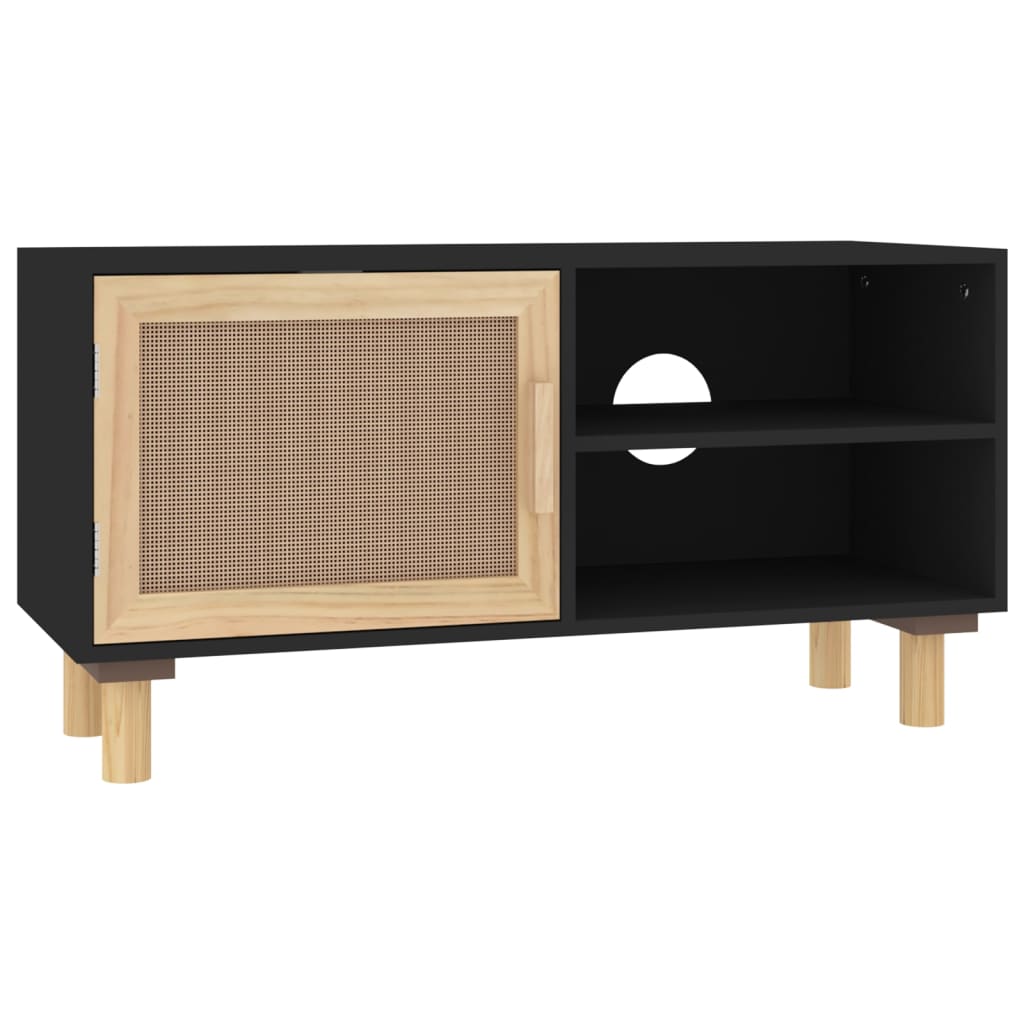 Tv-meubel 80x30x40 cm massief grenenhout en rattan