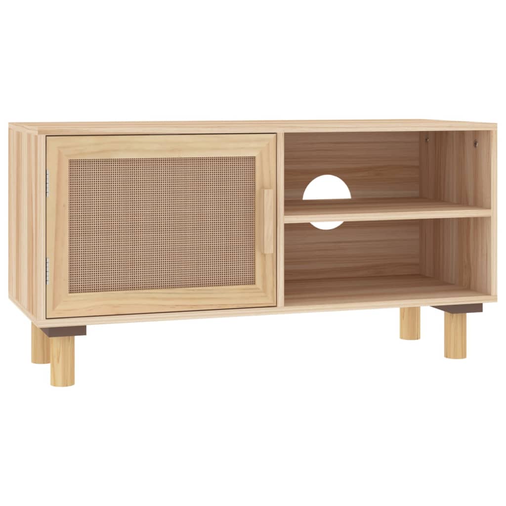 Tv-meubel 80x30x40 cm massief grenenhout en rattan