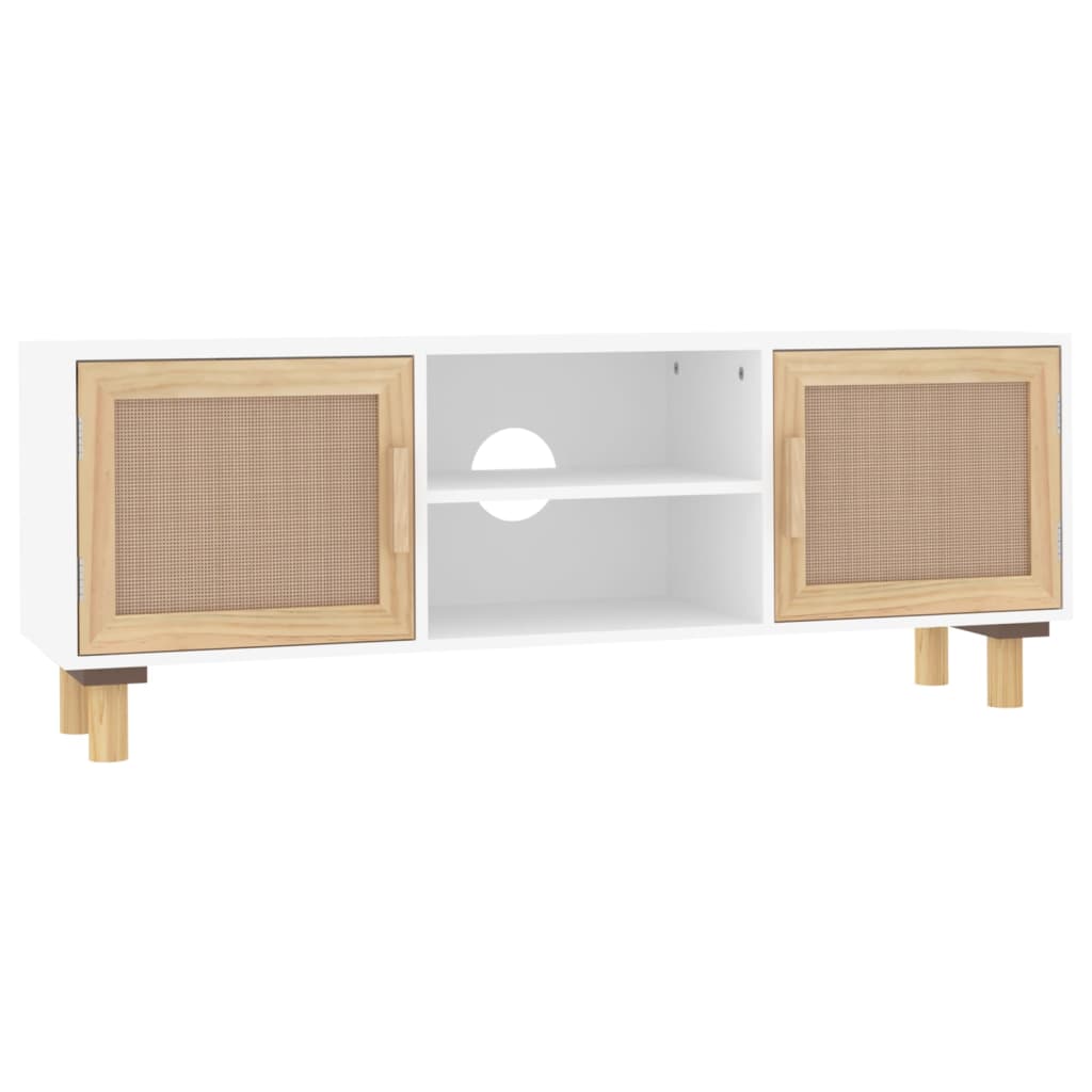 Tv-meubel 105x30x40 cm massief grenenhout en rattan