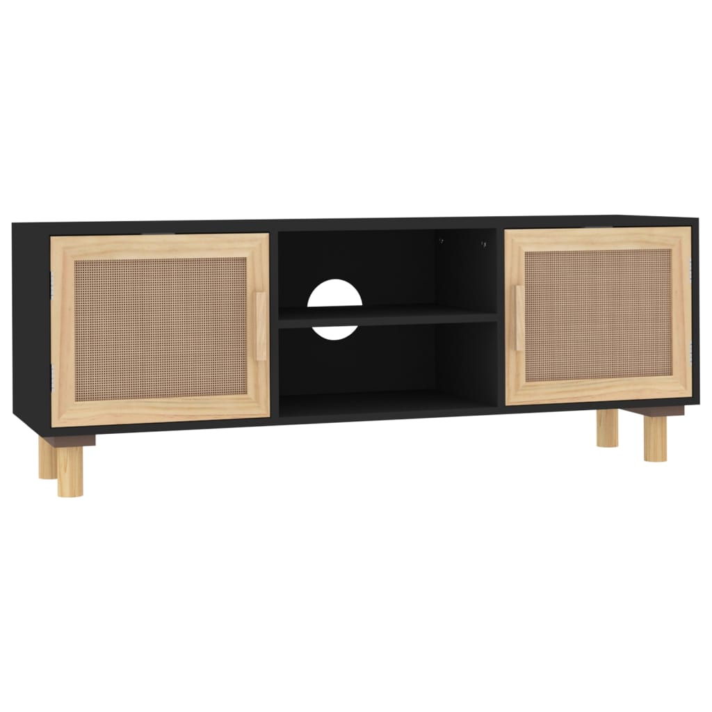 Tv-meubel 105x30x40 cm massief grenenhout en rattan