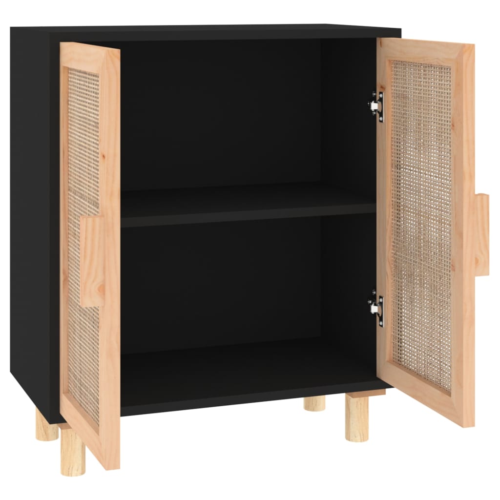 Dressoir 60x30x70 cm massief grenenhout en rattan