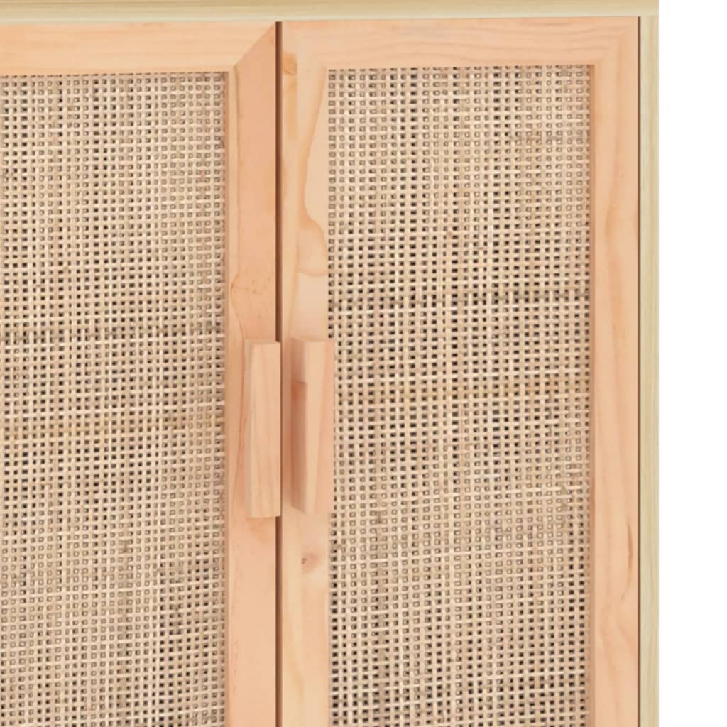 Dressoir 60x30x70 cm massief grenenhout en rattan