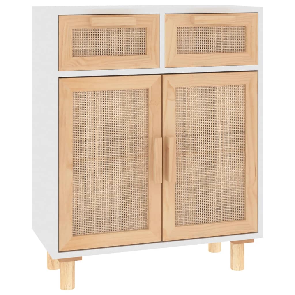 Dressoir 60x30x75 cm massief grenen hout en rattan