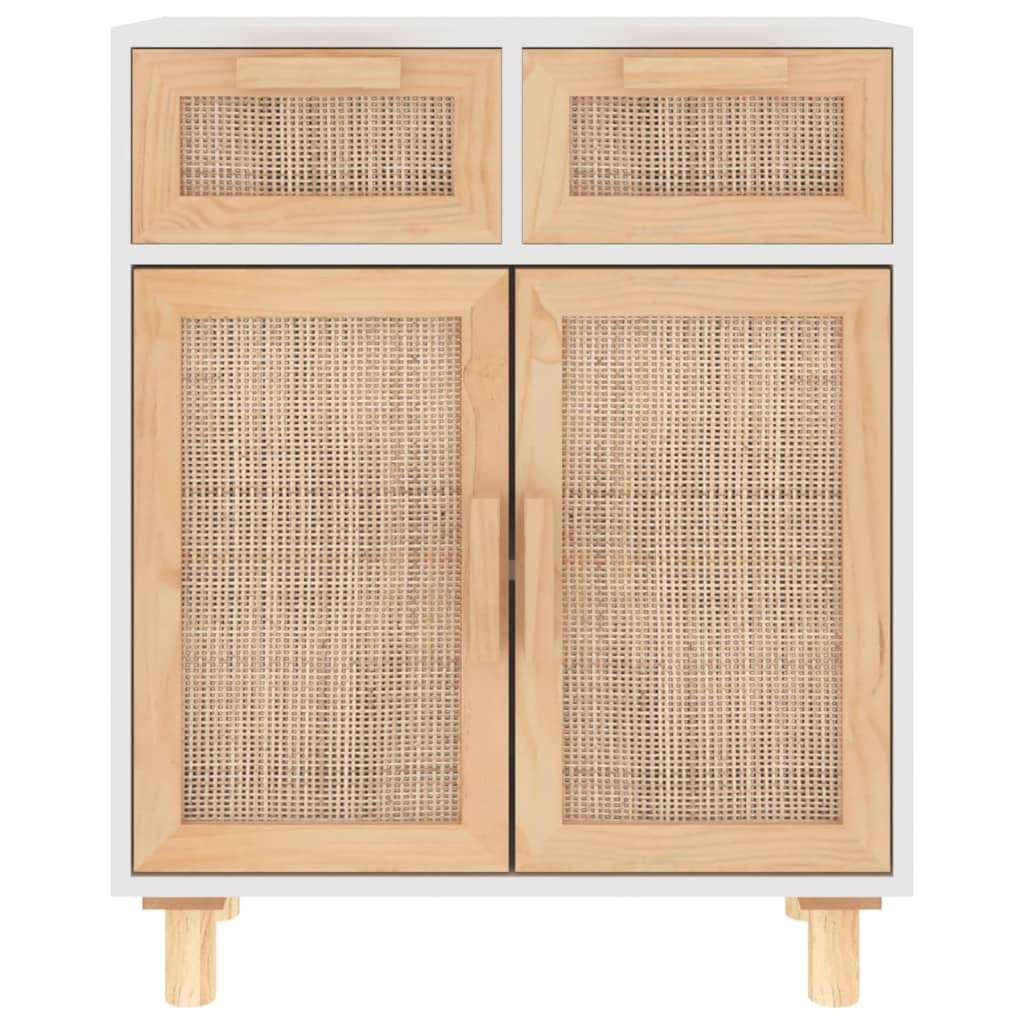 Dressoir 60x30x75 cm massief grenen hout en rattan