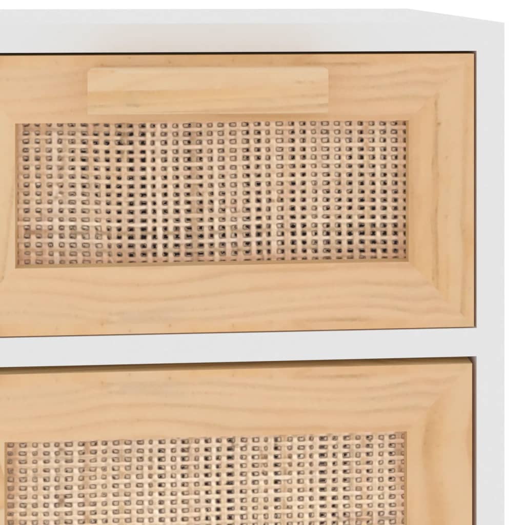 Dressoir 60x30x75 cm massief grenen hout en rattan