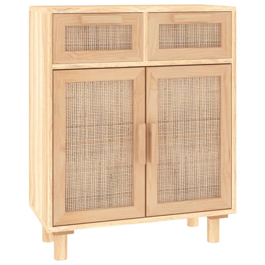 Dressoir 60x30x75 cm massief grenen hout en rattan