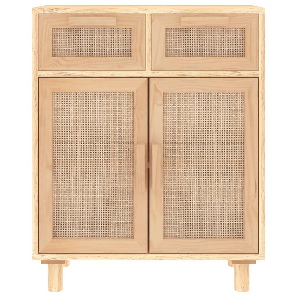 Dressoir 60x30x75 cm massief grenen hout en rattan