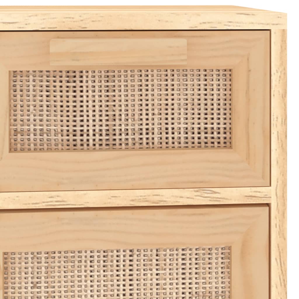 Dressoir 60x30x75 cm massief grenen hout en rattan