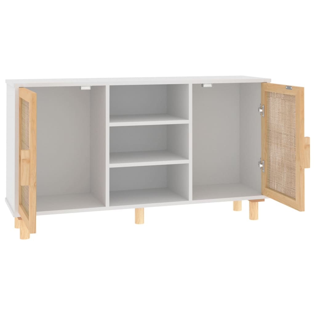 Dressoir 105x30x60 cm massief grenenhout en rattan