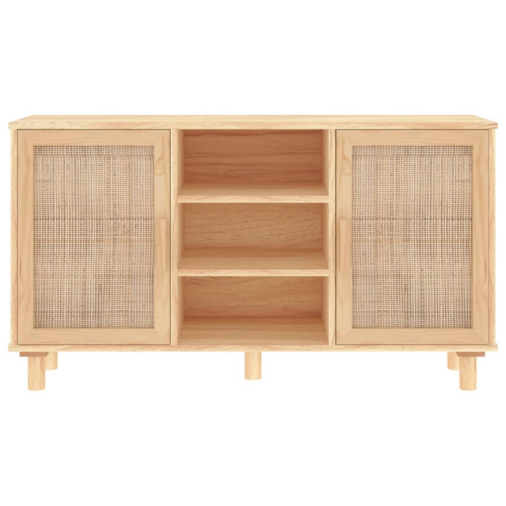 Dressoir 105x30x60 cm massief grenenhout en rattan