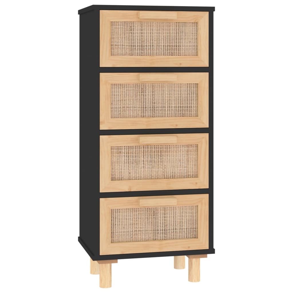 Dressoir 40x30x90 cm massief grenenhout en rattan