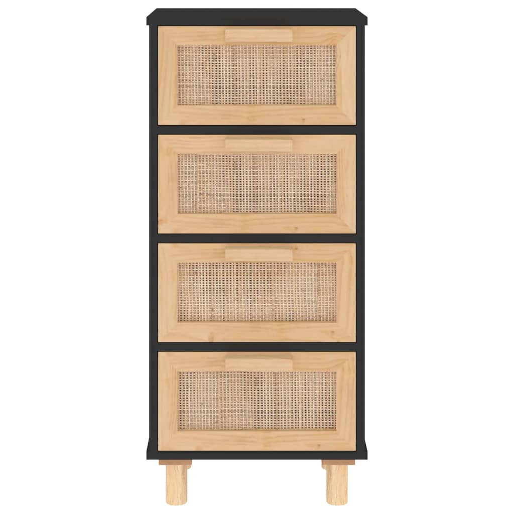 Dressoir 40x30x90 cm massief grenenhout en rattan