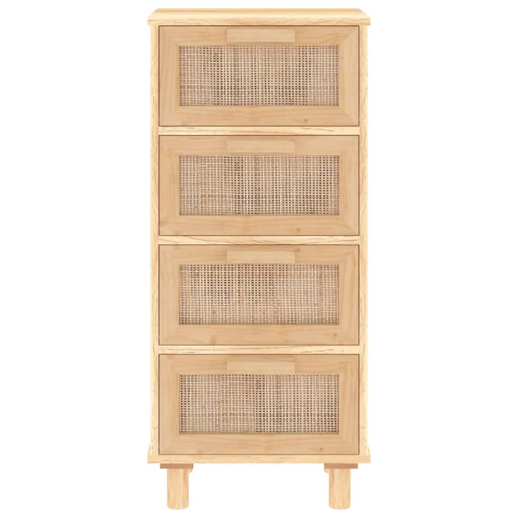 Dressoir 40x30x90 cm massief grenenhout en rattan