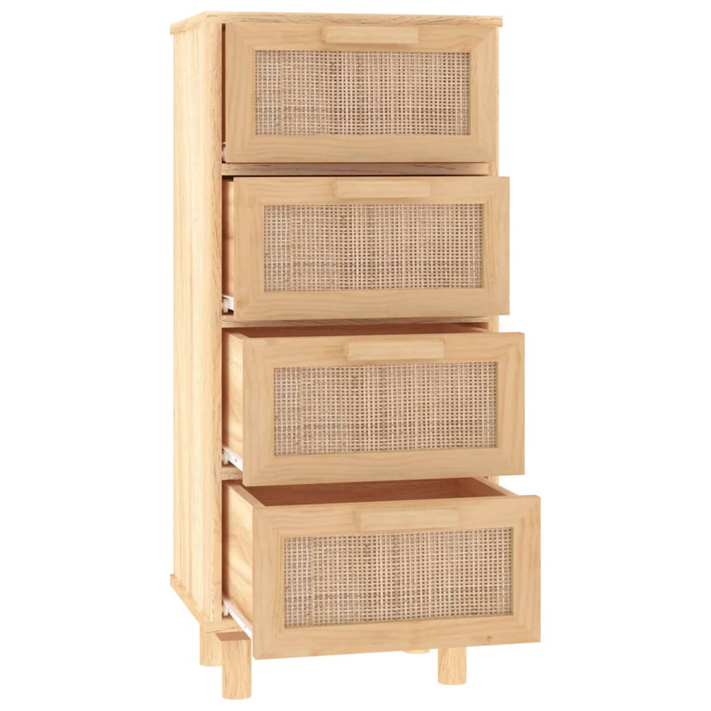 Dressoir 40x30x90 cm massief grenenhout en rattan