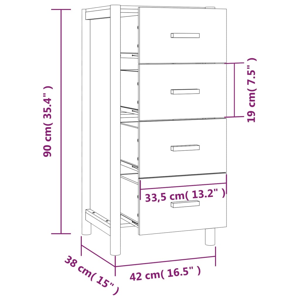 Hoge kast 42x38x90 cm bewerkt hout