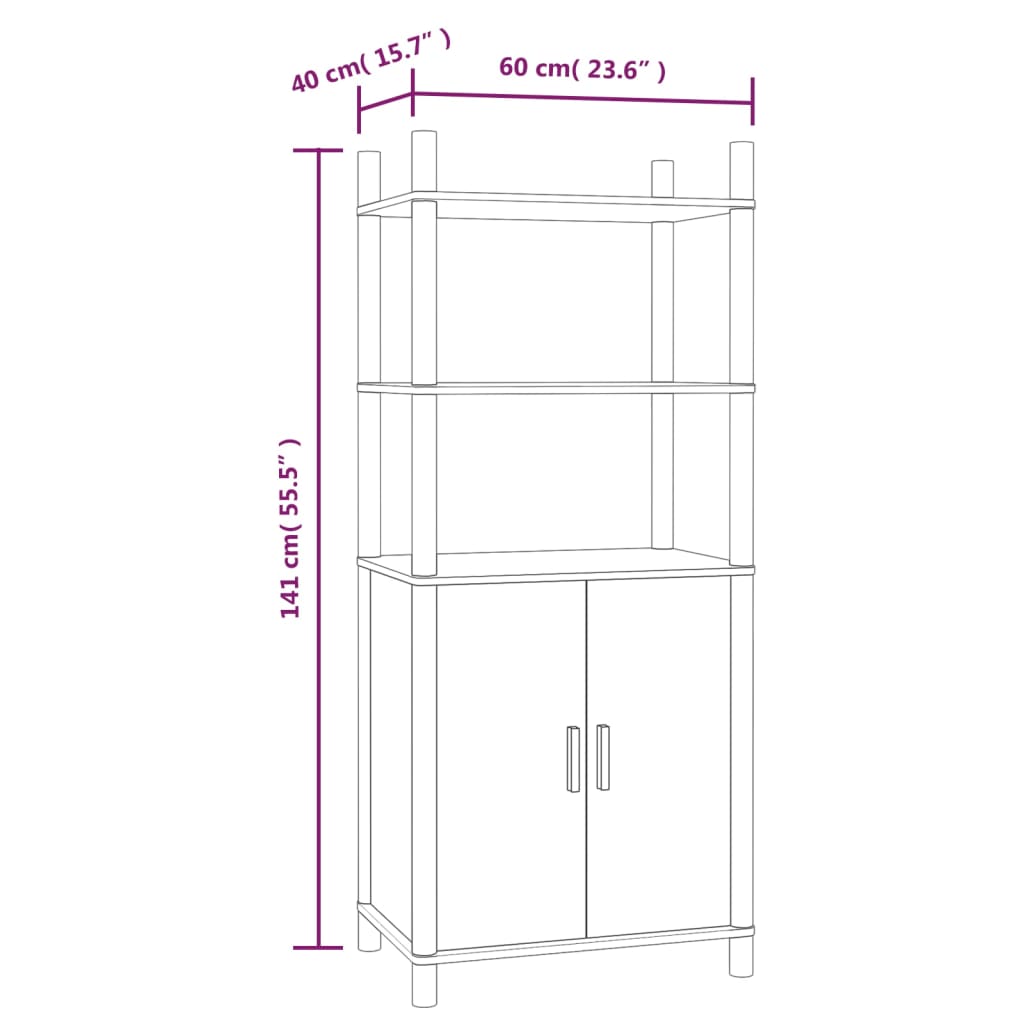 Hoge kast 60x40x141 bewerkt hout