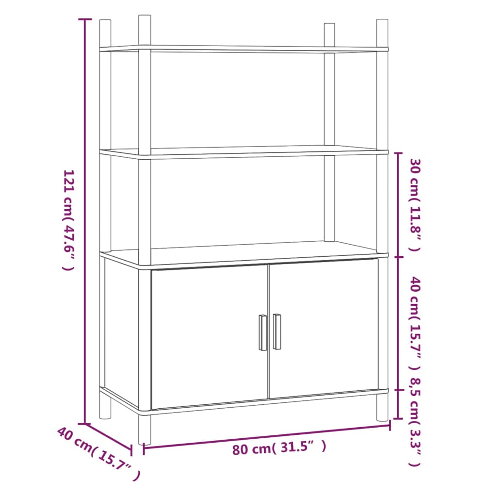 Hoge kast 80x40x121 bewerkt hout