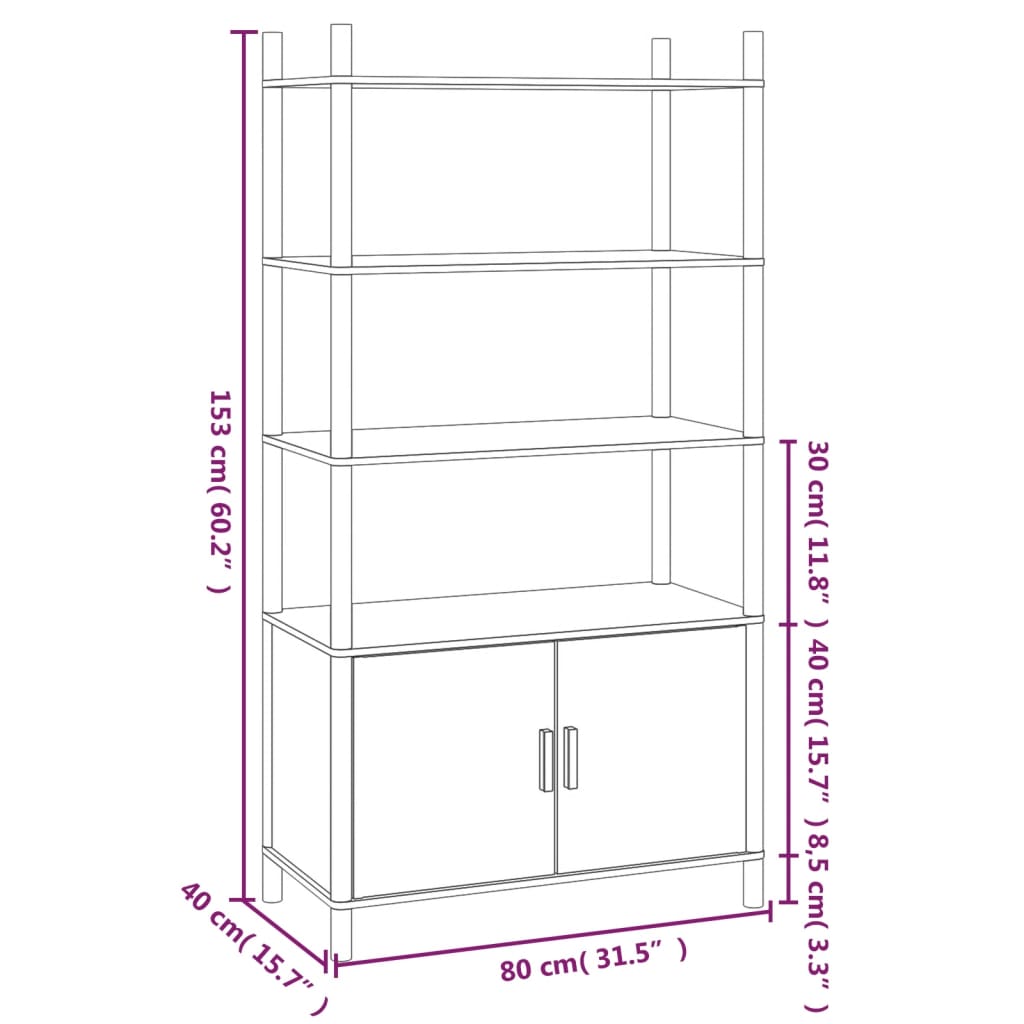 Meuble haut 80x40x153 cm en bois travaillé