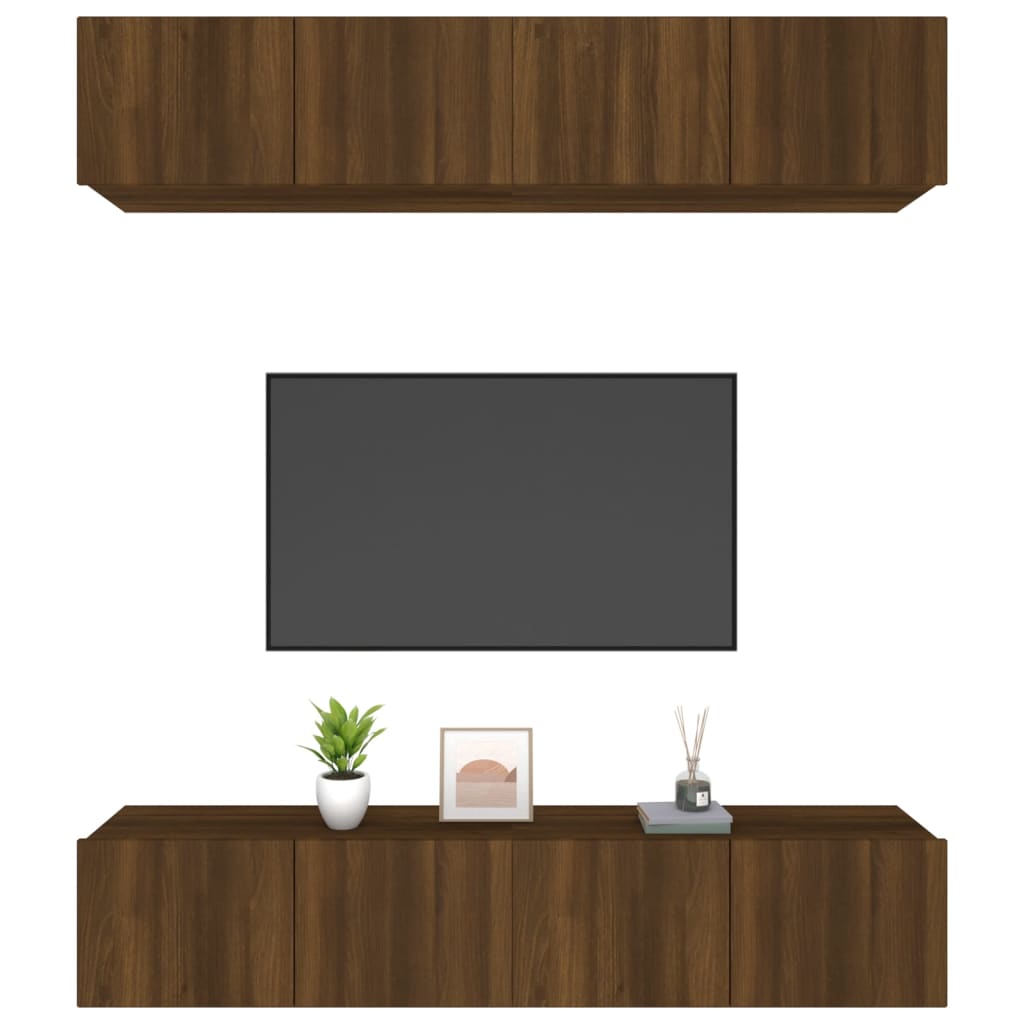 Tv-wandmeubels 4 st 100x30x30 cm bruin eikenkleur