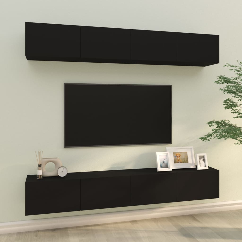 Tv-wandmeubels 4 st 100x30x30 cm bruin eikenkleur