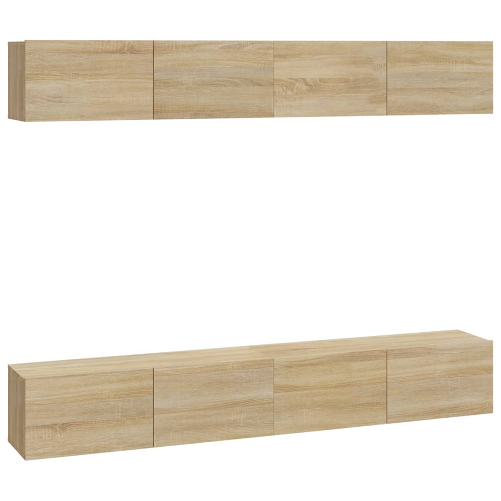 Tv-wandmeubels 4 st 100x30x30 cm bruin eikenkleur