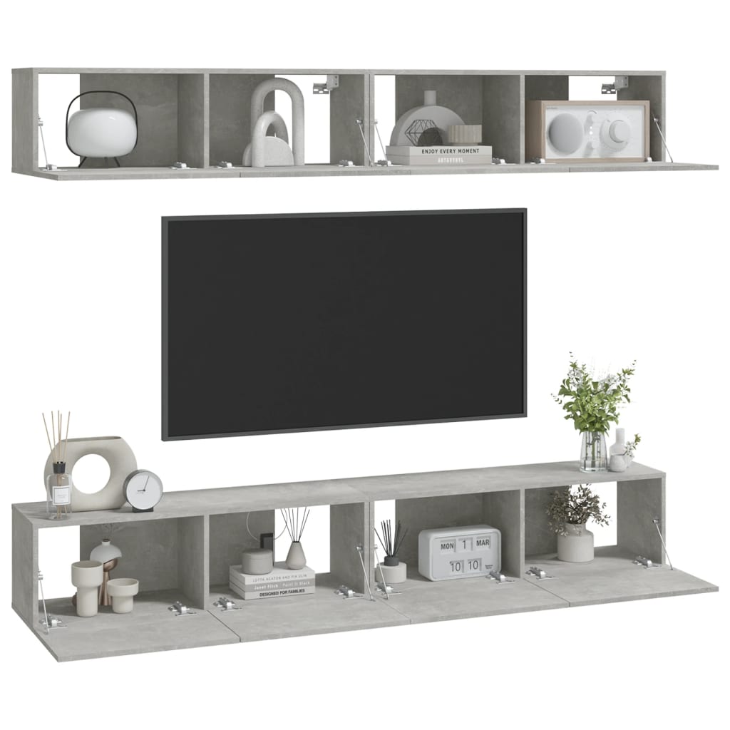 Tv-wandmeubels 4 st 100x30x30 cm bruin eikenkleur