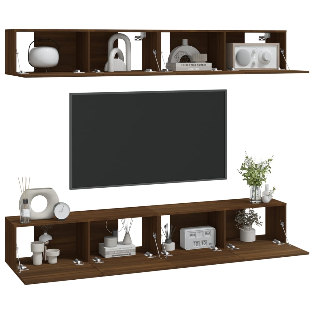 Tv-wandmeubels 4 st 100x30x30 cm bruin eikenkleur