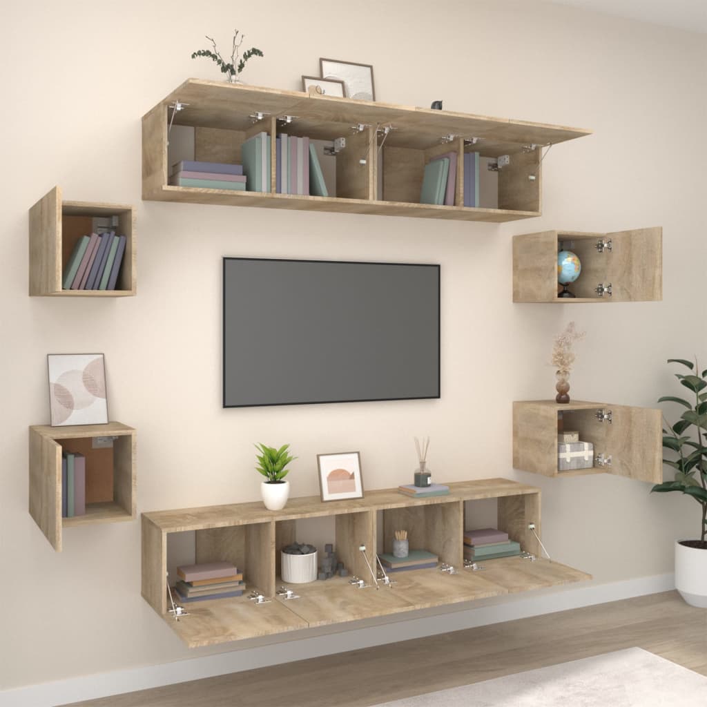 Ensemble de meubles TV 8 pièces en bois