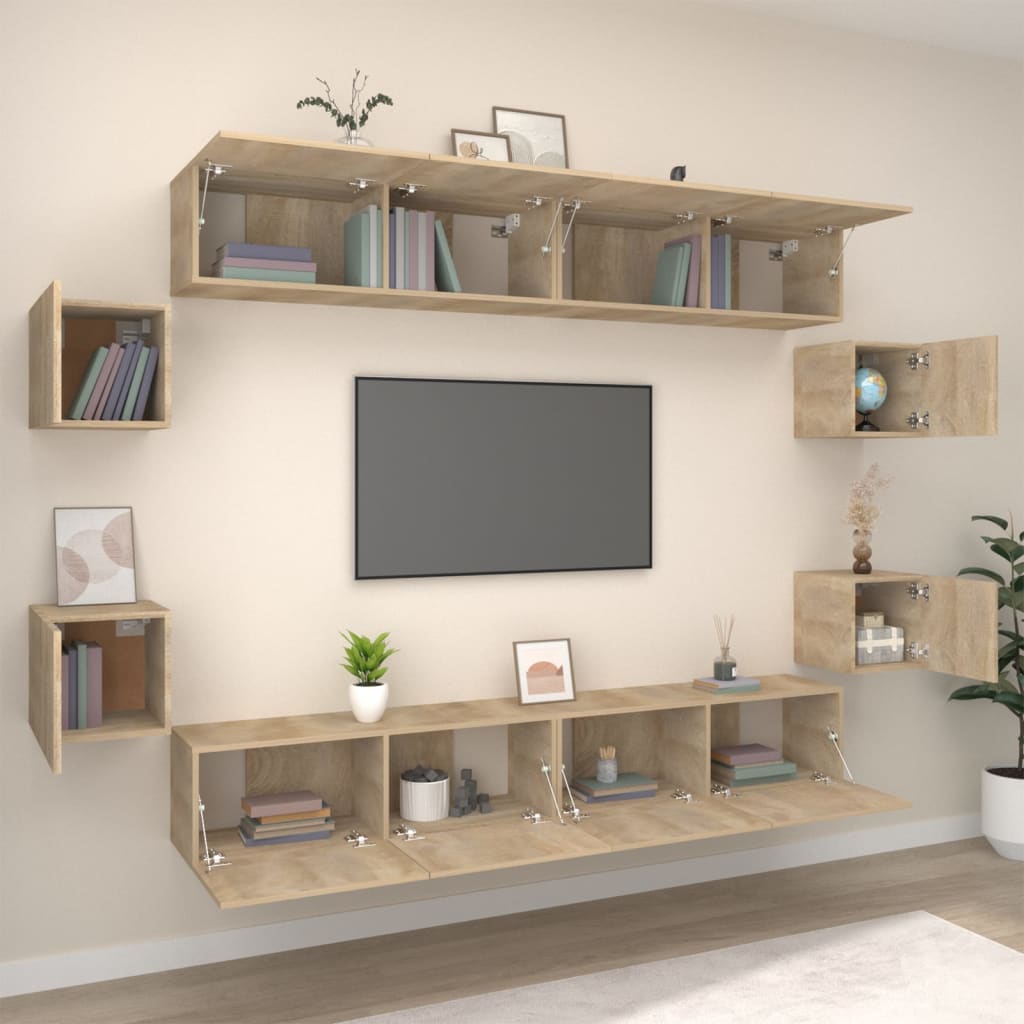 Ensemble de meubles TV 8 pièces en bois