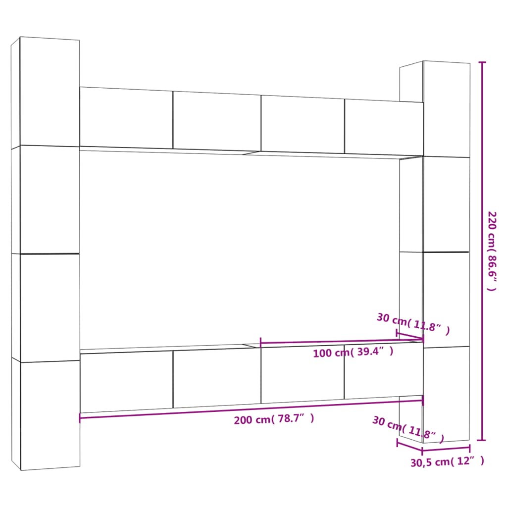 Ensemble de meubles TV 8 pièces en bois