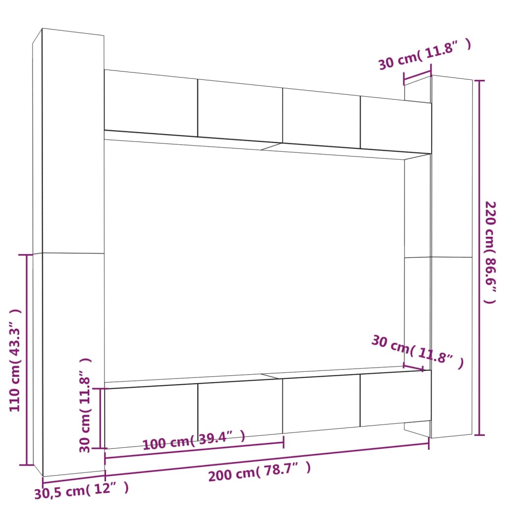 Ensemble de meubles TV 8 pièces en bois