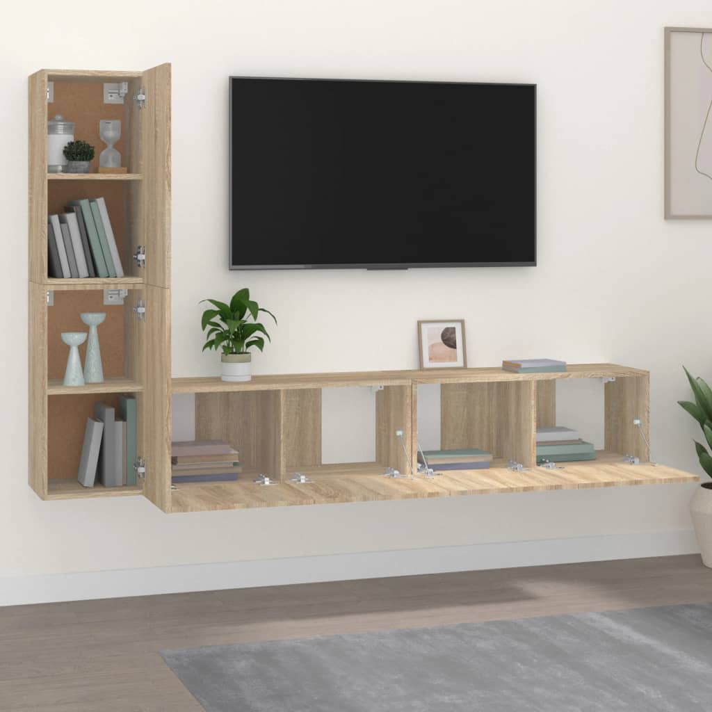 Ensemble meuble TV 3 pièces en bois couleur chêne