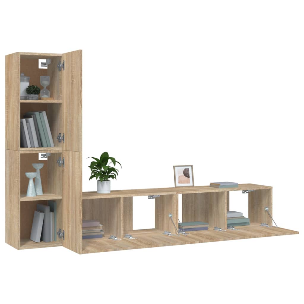 Ensemble meuble TV 3 pièces en bois couleur chêne