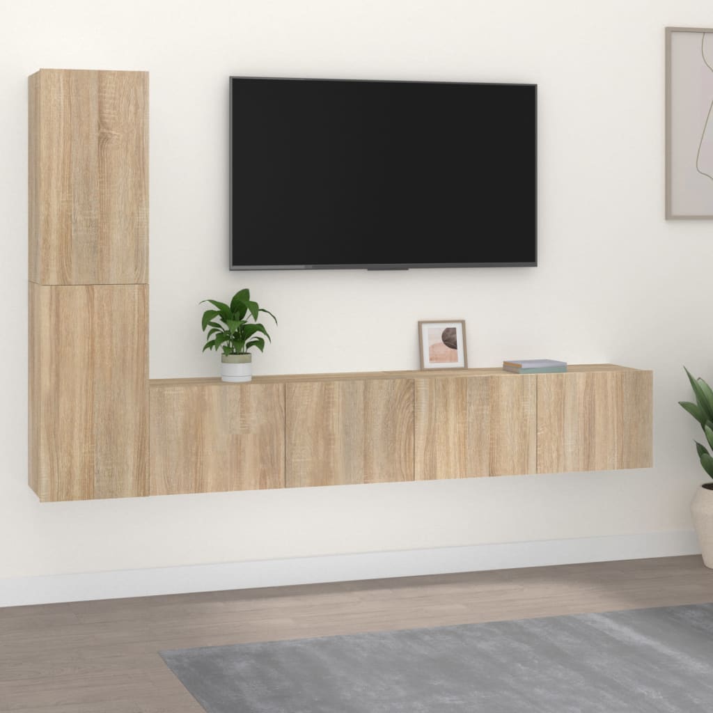 Ensemble meuble TV 3 pièces en bois couleur chêne