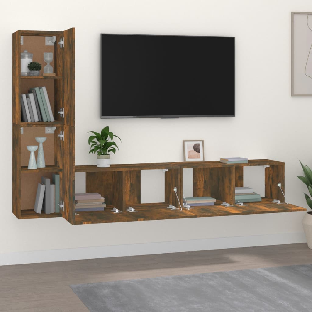 Ensemble meuble TV 3 pièces en bois couleur chêne