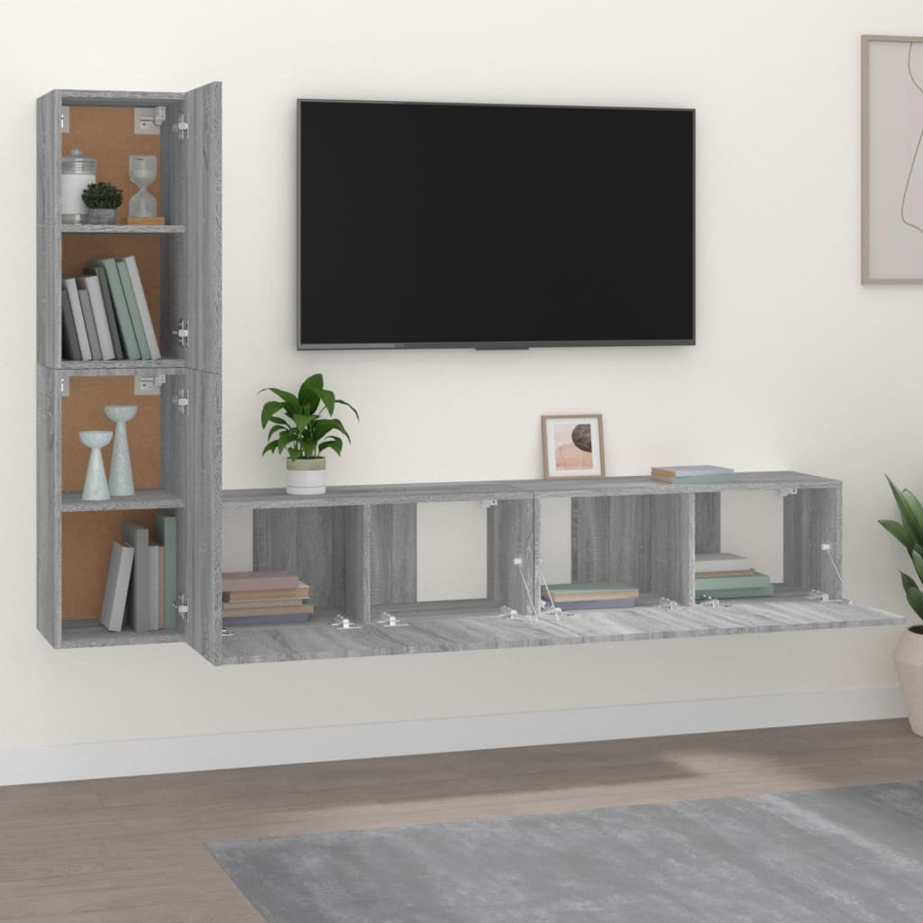 Ensemble meuble TV 3 pièces en bois couleur chêne