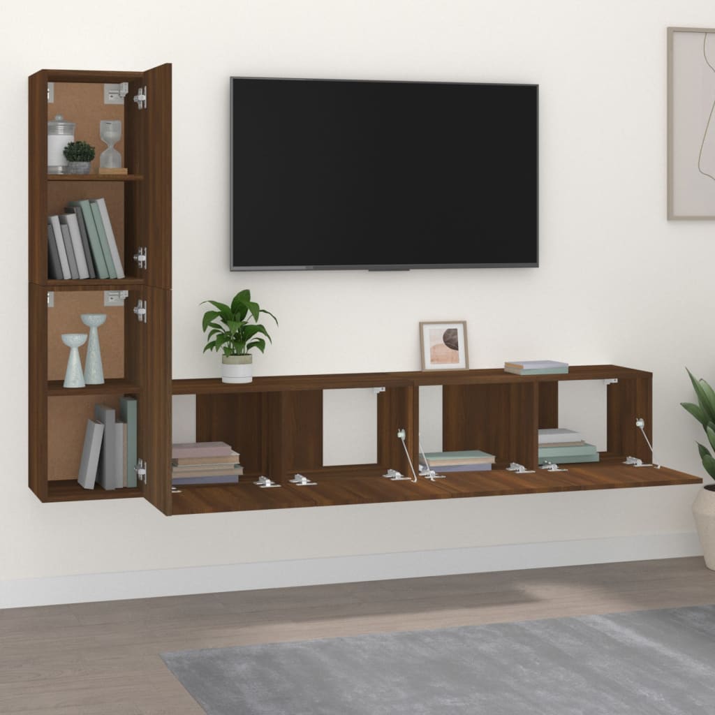 Ensemble meuble TV 3 pièces en bois couleur chêne