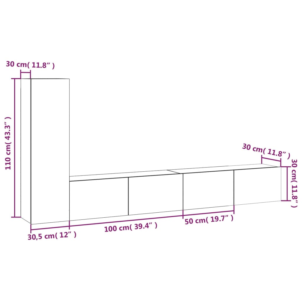 Ensemble meuble TV 3 pièces en bois couleur chêne