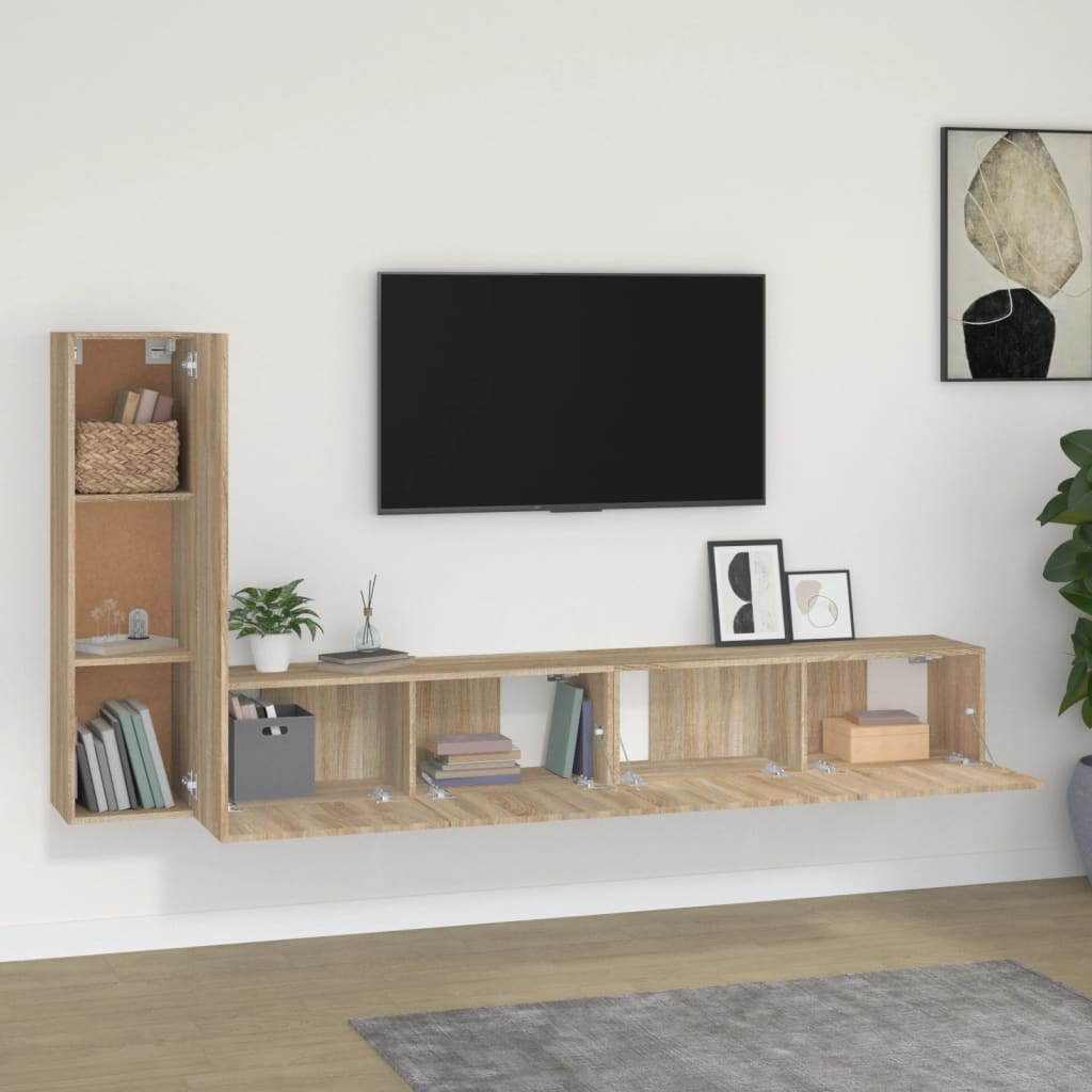 Ensemble meuble TV 3 pièces en bois couleur chêne