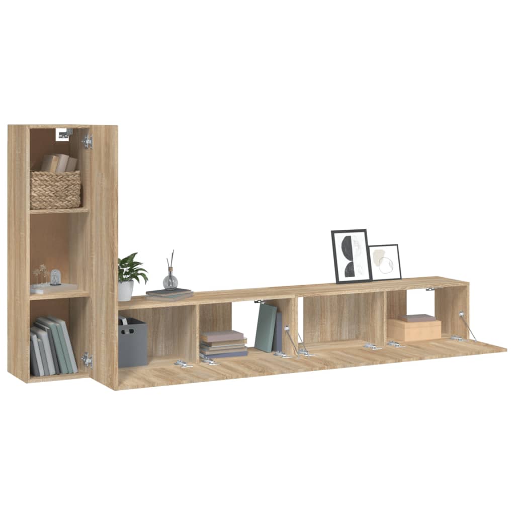 Ensemble meuble TV 3 pièces en bois couleur chêne